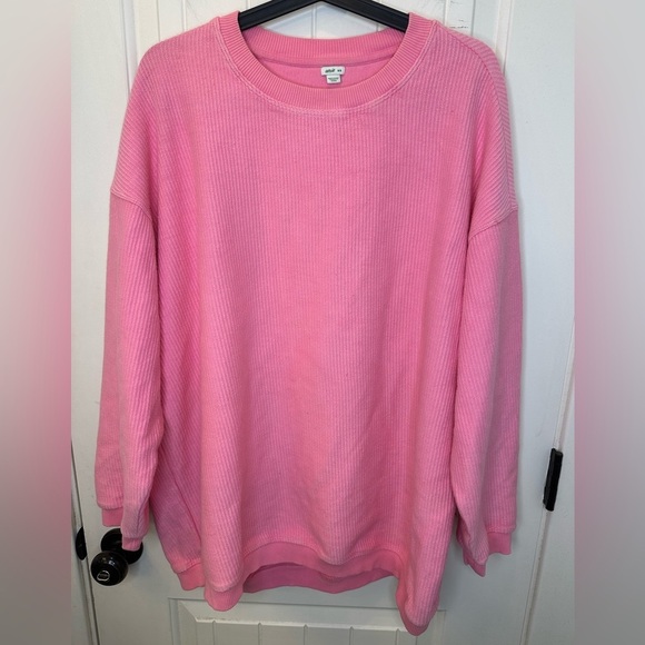 aerie Sweaters - Aerie Pink Ribbed Knit Oversized Crewneck Sweater Size M
